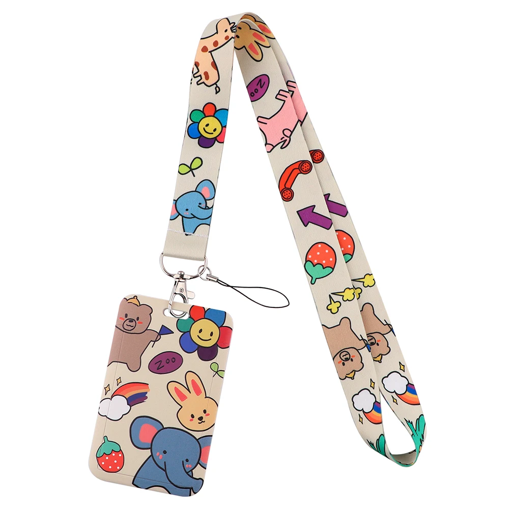 ER1733 Kawaii Mode Zubehör Freunde Kinder Geschenke ID Karte Halter Bus Karte Halter Mitarbeiter Karte Lanyard Für Tasten Telefon Hängen seil