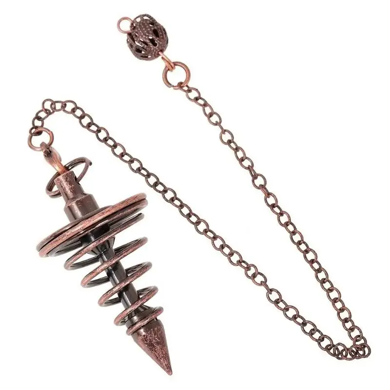 Spiral Pointed Copper Dowsing Pendulum Metal Witch Pendant For Spiritual Energy Meditation Women Girls