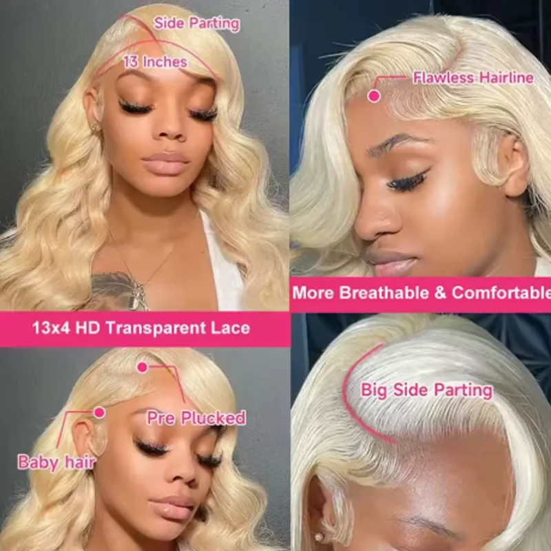 20 34 Inch 250% Density 613 Human Hair Wig 13x6 Hd Lace Frontal Wig Body Wave Lace Front Wig Honey Blonde Human hair For Women image 3