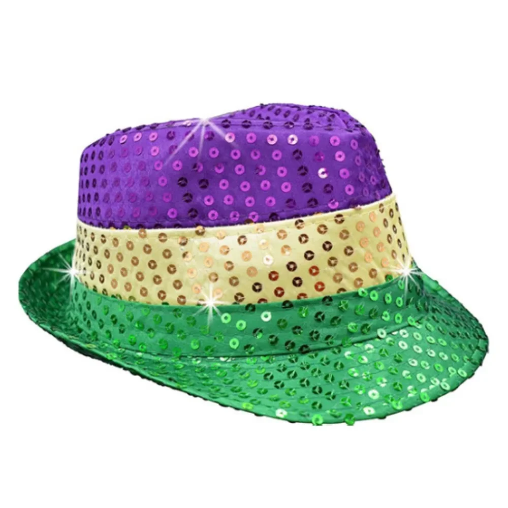 Zestaw Kostiumowy na Mardi Gras z Cekinami: Kapelusz, Kamizelka, Okulary, Naszyjnik z Koralików, Muszka, Akcesoria Imprezowe