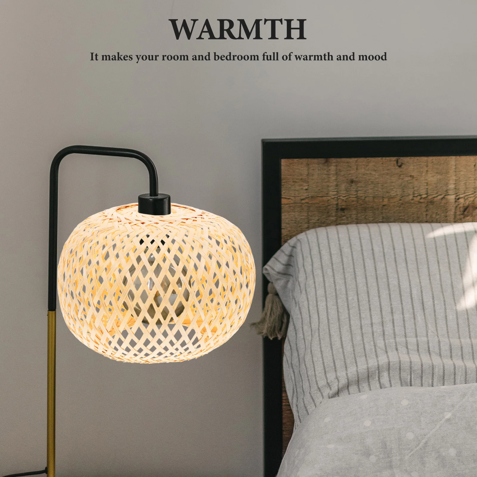 

1Pcs Chinese Style Woven Lampshade Bamboo Craft Diffuser Simple Structure Easy Install Warm Mood Light Cover for Room Decoration