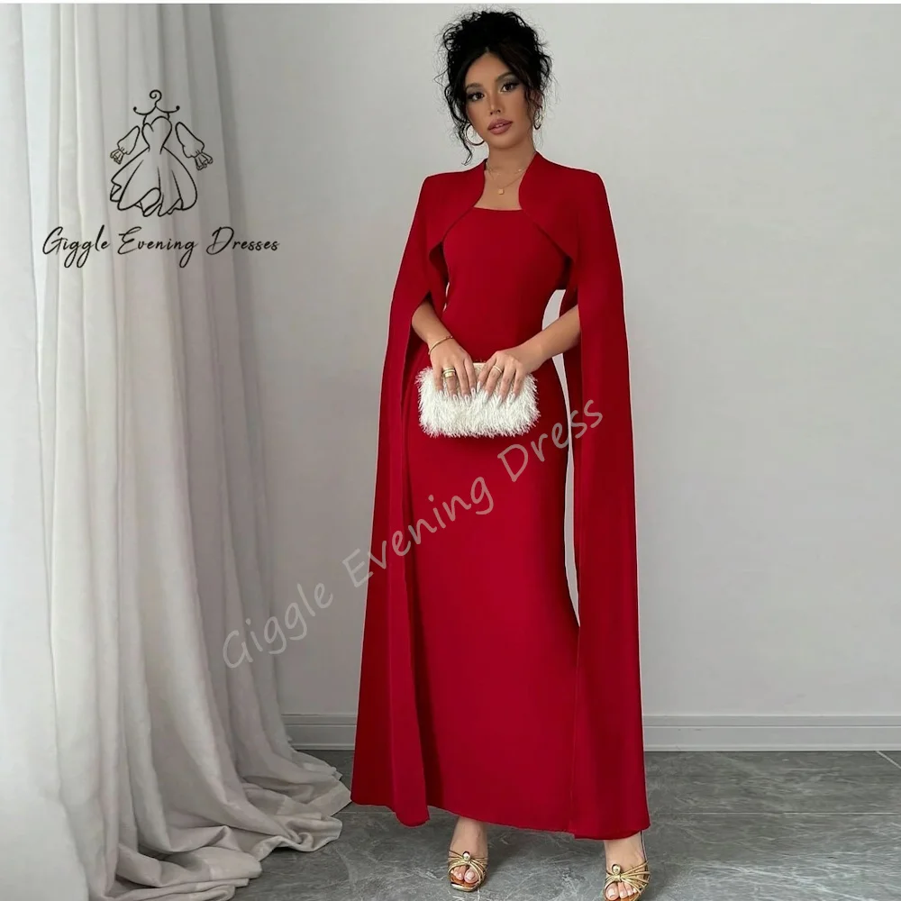 

Customized Giggle Evening Dress Straight O-Neck Crepe Split Fashion Ruched elegant Formal Saudi evening dress for women 2024