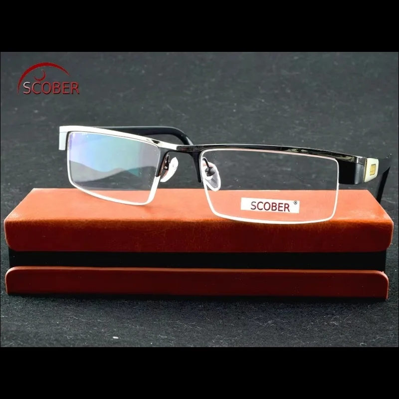 =SCOBER= MEN Titanium alloy Non spherical 12 Layer Coated lenses Polarized Photochromic Progressive reading glasses +1 +1.5 to+4