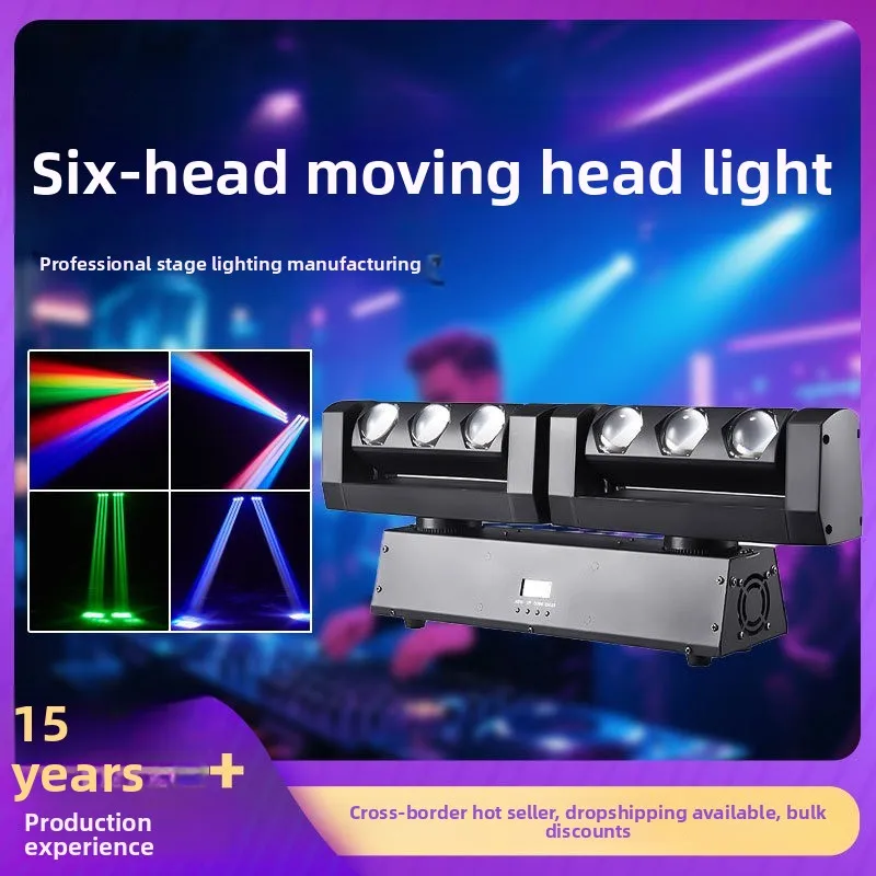 

2-Arm 6-Head Moving Head Effect Light with Remote, RGB Laser Stage Lamp for DJ Bar KTV Club Party