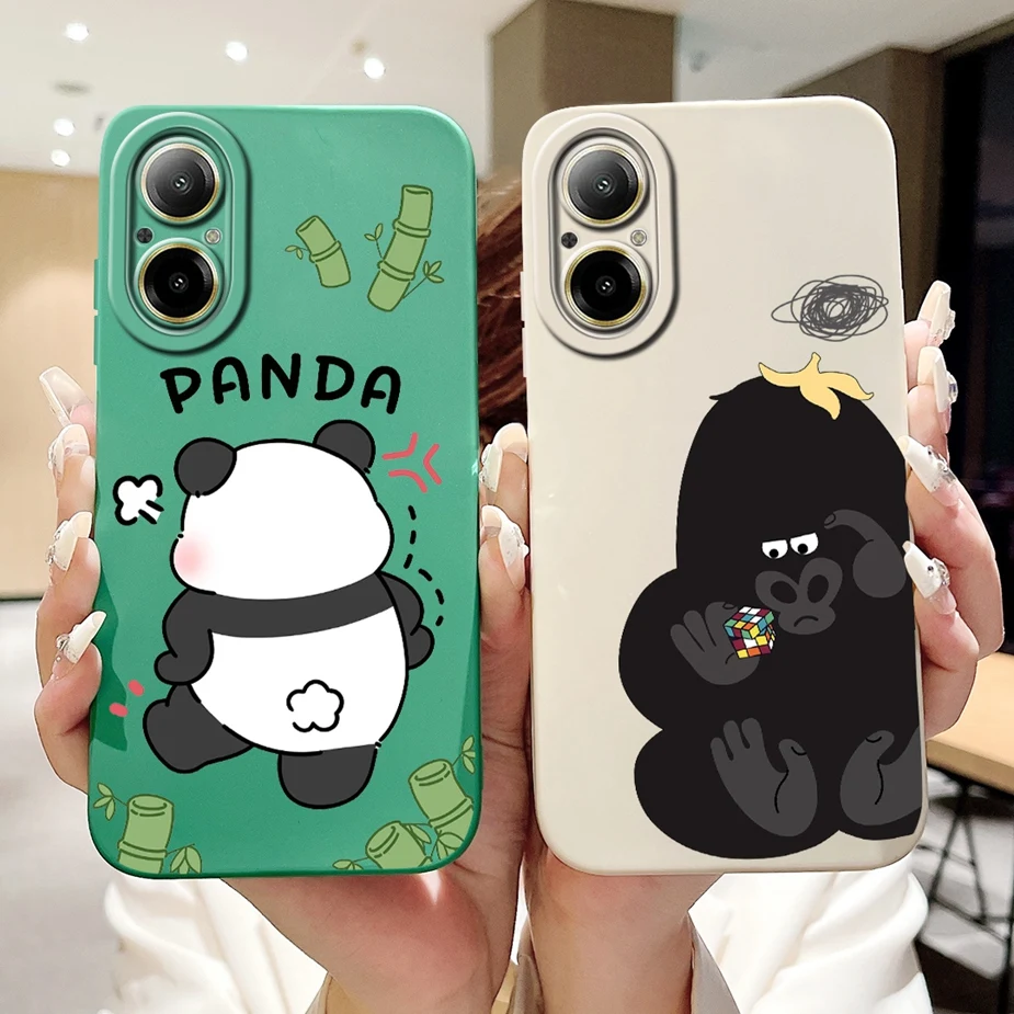 For Realme C67 4G Case RMX3890 New Fashion Panda Cartoon Cover Matte Phone Case For Realme C67 C 67 RealmeC67 4G Soft TPU Fundas