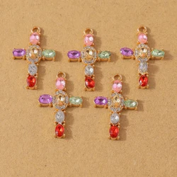 5 pcs Gorgeous Rhinestones Crystal Cross Charms Pendant for Necklace Earrings Bracelet DIY Jewelry Making Accessories Supplies