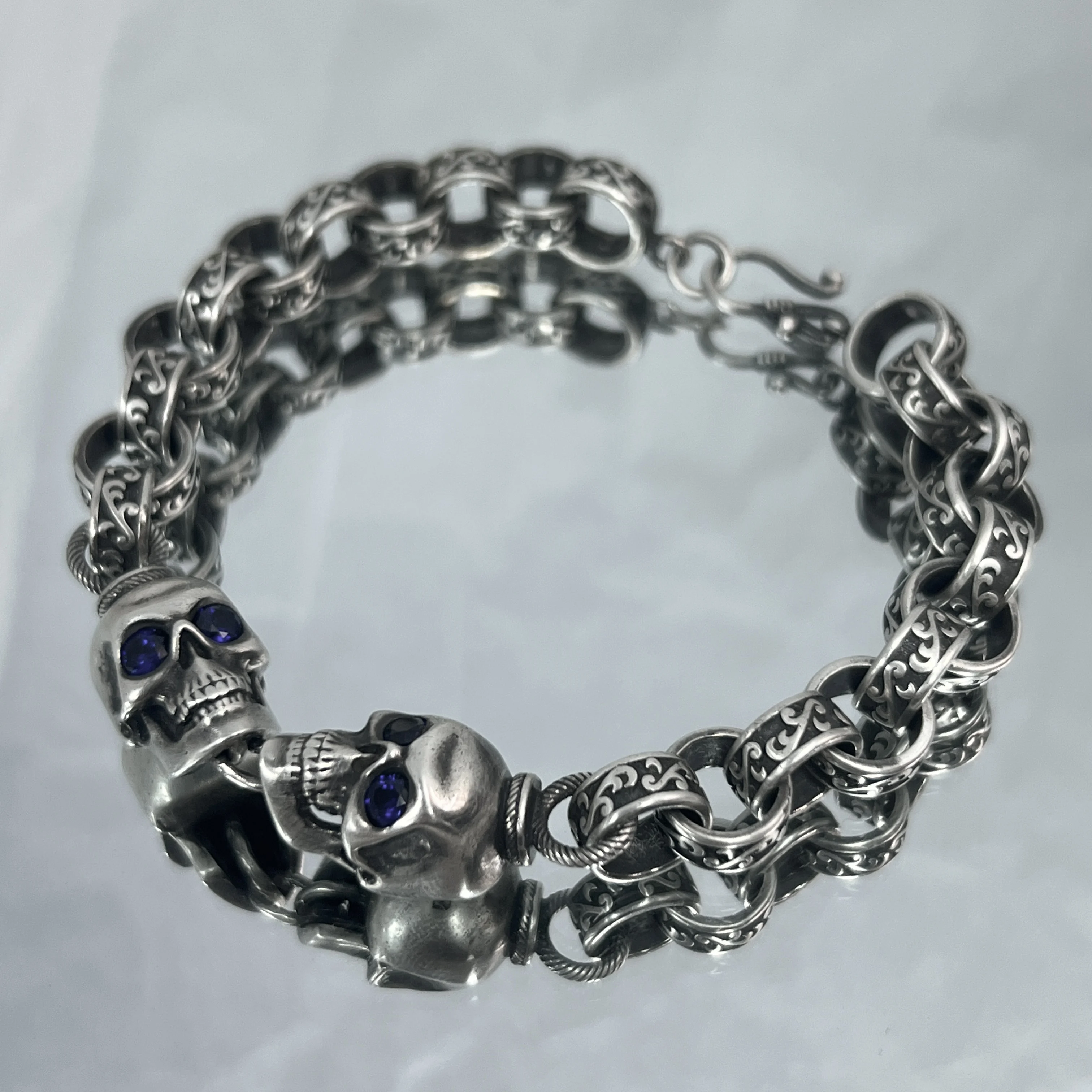 

S925 silver do old craft Fugu unique heavy work Head bracelet