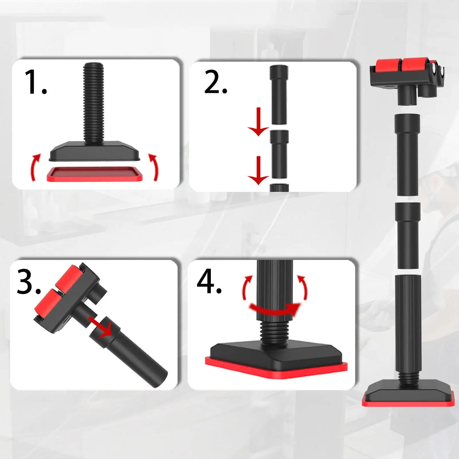 

Telescopic Lifting Support Beam Adjustable Cabinet Installation Tools Nylon Load Bearing Jack for Bathroom Doors