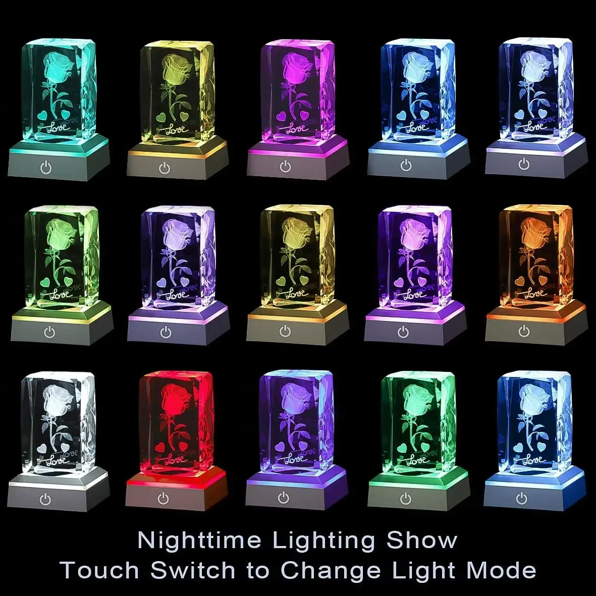 3D Rose Series Crystal Multicolor Décor Collectibles, Classic Romantic Creative Gifts for Women-Valentine's Day,Mother's Day,Birthday,Christmas,Memorable Dates luxury valentines Gifts for Her,Girlfriend,Lover,Friendship Perfect Surprise Idea view 6