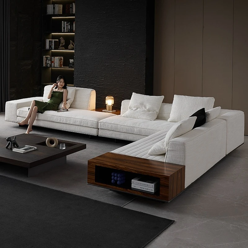 

Italian minimalist leather sofa, first layer cowhide living room