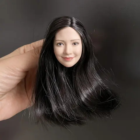 1/6 kvinnlig Angelababy huvudskulptur FX10 svart långt hår huvudsnideri modell passar 12'' soldat actionfigur kropp 10 best sales 1 6 kvinnligt huvudskulptur - №10