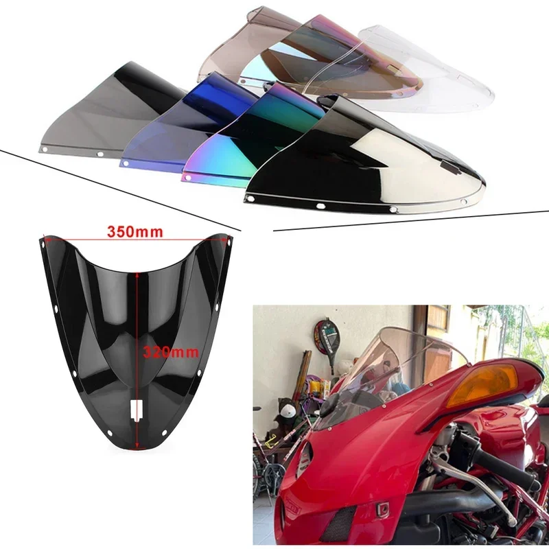 ل Ducati 749R 749S 999R 999S 2005 2006 2007 دراجة نارية شاشة الرياح فقاعة مزدوجة الزجاج الأمامي منحرف حامي الزجاج الأمامي 999