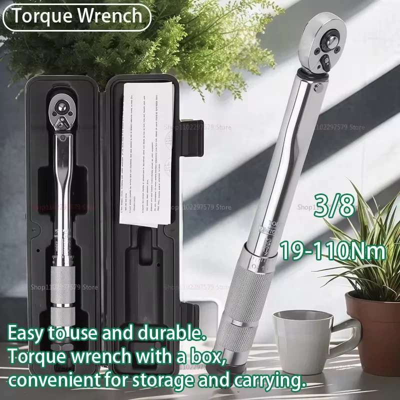 

Микрометр 19-110 Нм, инструмент для разборки автомобиля, мотоцикла, профессиональный регулируемый динамометрический ключ, гаечный ключ 3/8 дюйма, ручной инструмент