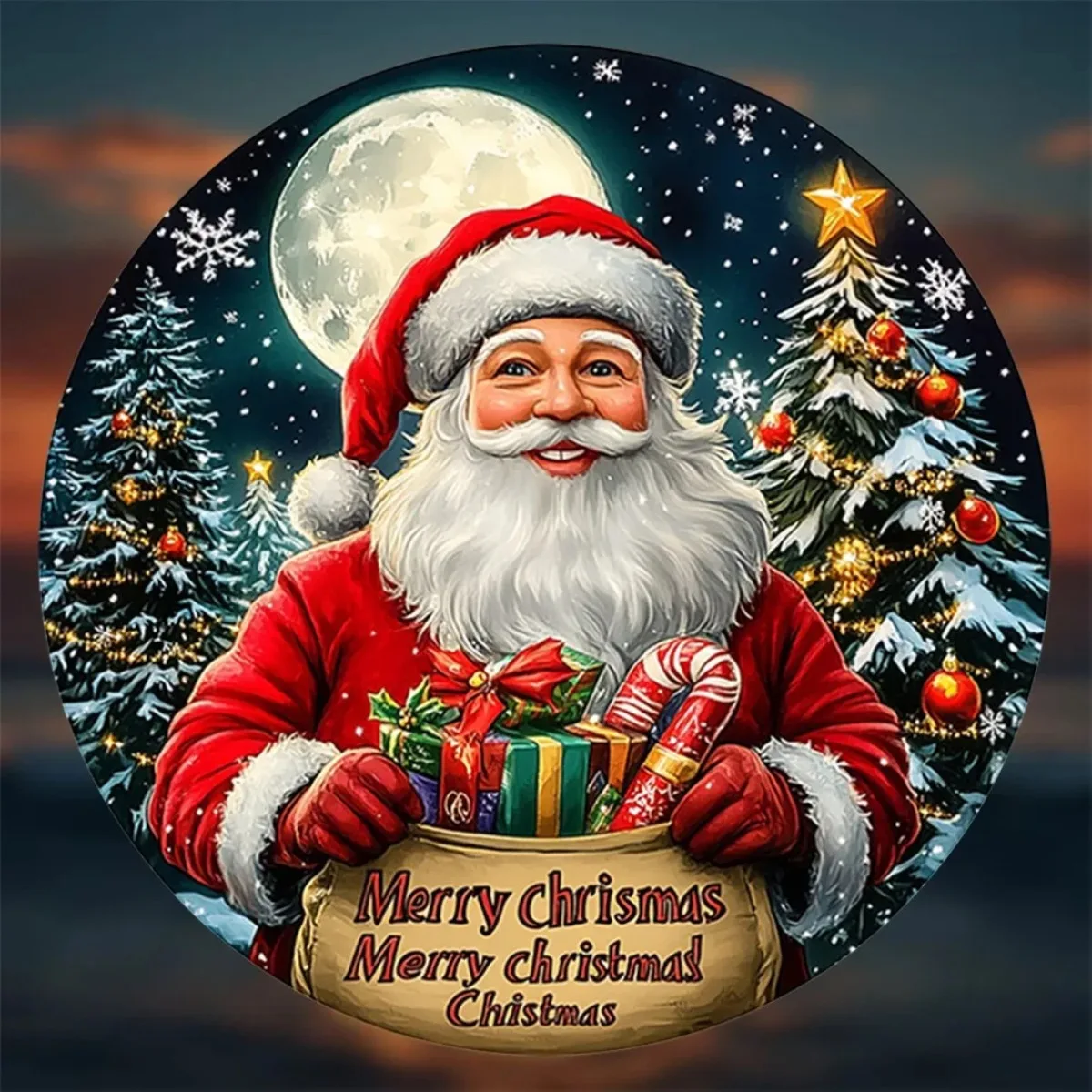 1 قطعة علامة عيد ميلاد سعيد عتيقة -2D تصميم سانتا الكلاسيكي ، ديكور جدار المنزل في نادي مقهى النوم ، هدية مثالية لتزيين الغرفة