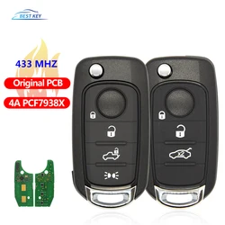 BEST KEY Car Remote Key For Fiat 500X Egea Tipo 2016-2018 433.92FSK 4A Hitag-AES Chip Use Orginal Factory PCB Flip Smart Key