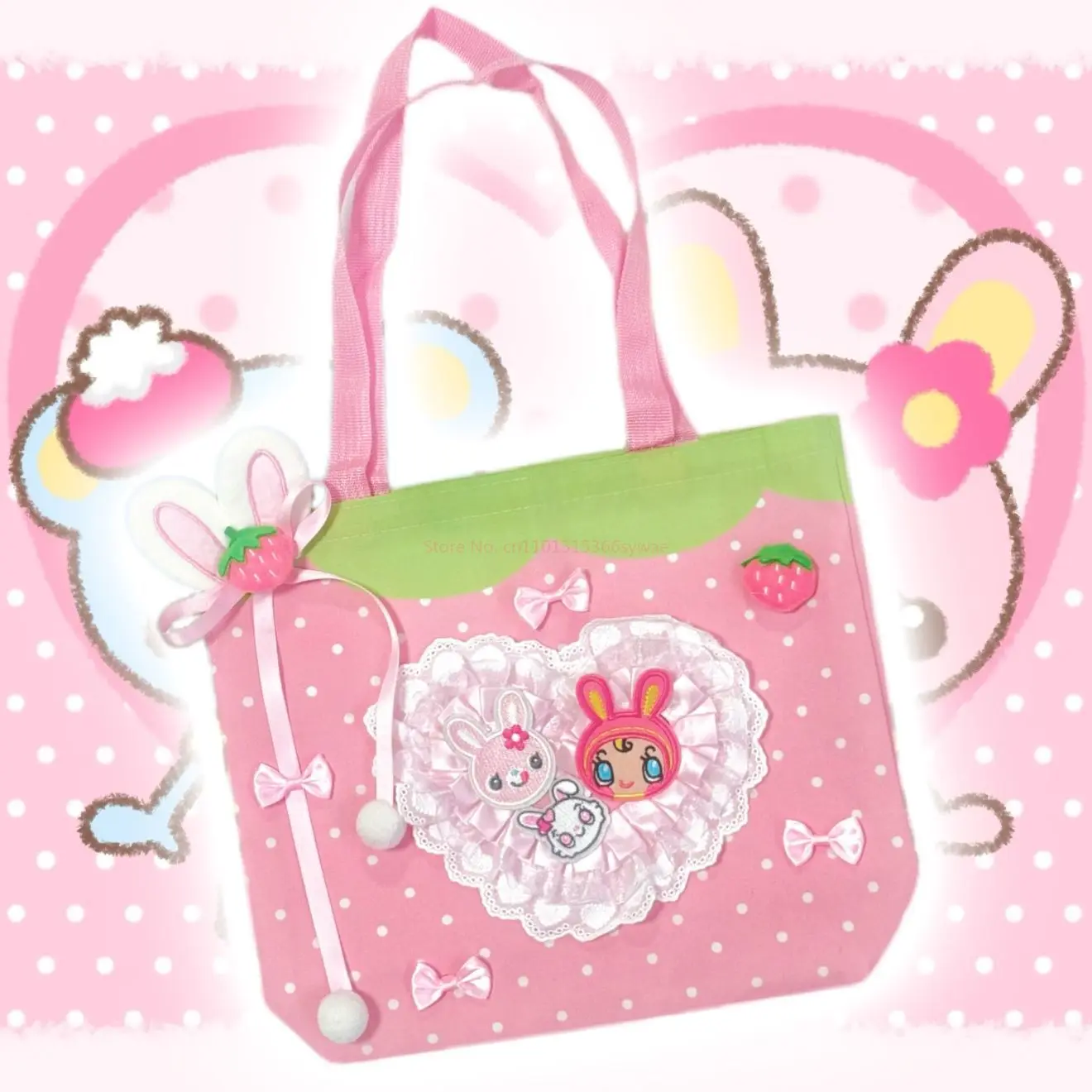 Tas Selempang Lucu Gaya Kartun Jepang Mezzopiano Subculture Y2k Aksesoris Pink Manis untuk Pelajar Sekolah