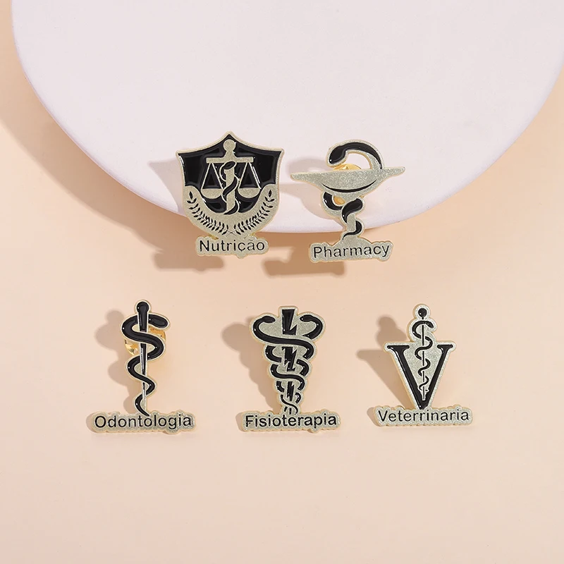 Retro Medizinische Caduceus Emaille-Anstecknadeln Medizinsymbol Flügel mit Schlangen Brosche Schmuck Geschenke für Ärzte Krankenschwestern Rucksack Revers Abzeichen – Detail 13