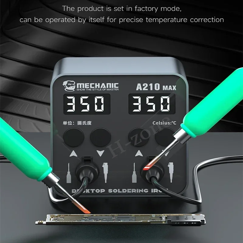 ميكانيكي A210 MAX محطة لحام سطح المكتب الذكية 100 واط مع قاعدة مقبض مزدوج LED شاشة كبيرة مناسبة لطرف لحام C210