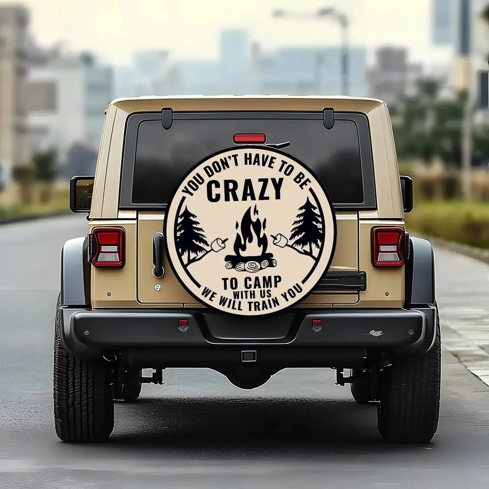 Camping Theme Spare Tire Cover Universal Wheel Protection for Most Car SUV Trailer Truck