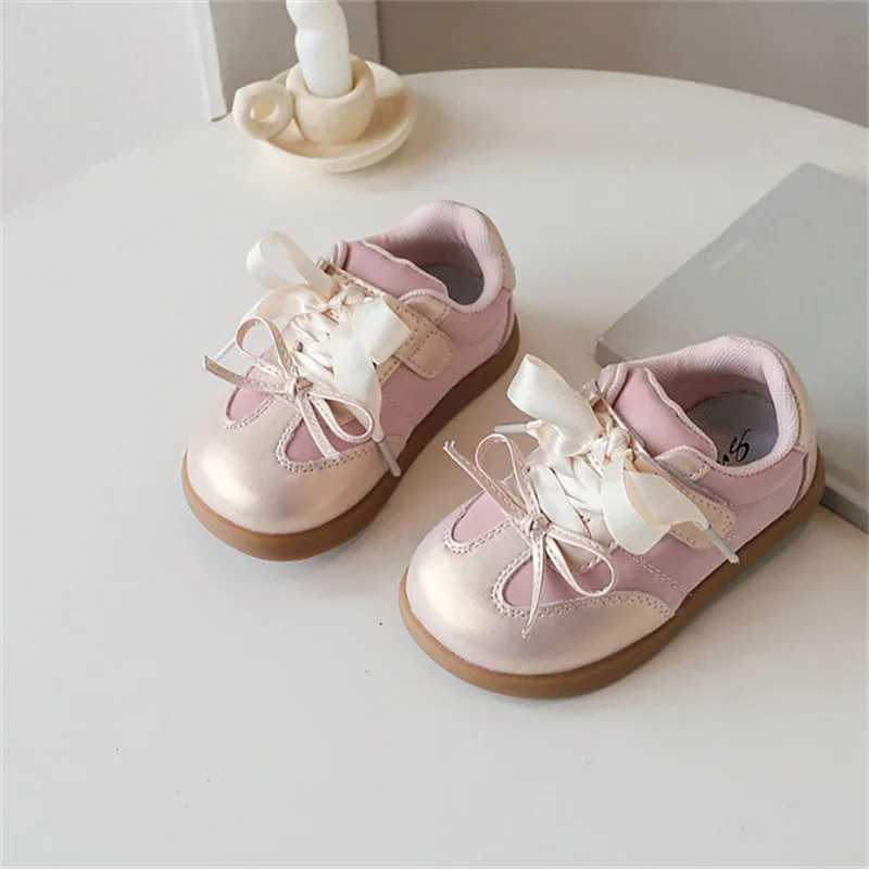 2024 neue Herbst Kinder Schuhe Für Mädchen Leder Schmetterling-knoten Casual Schuhe Non-slip Mode Kleinkind Mädchen Turnschuhe EU 22-30