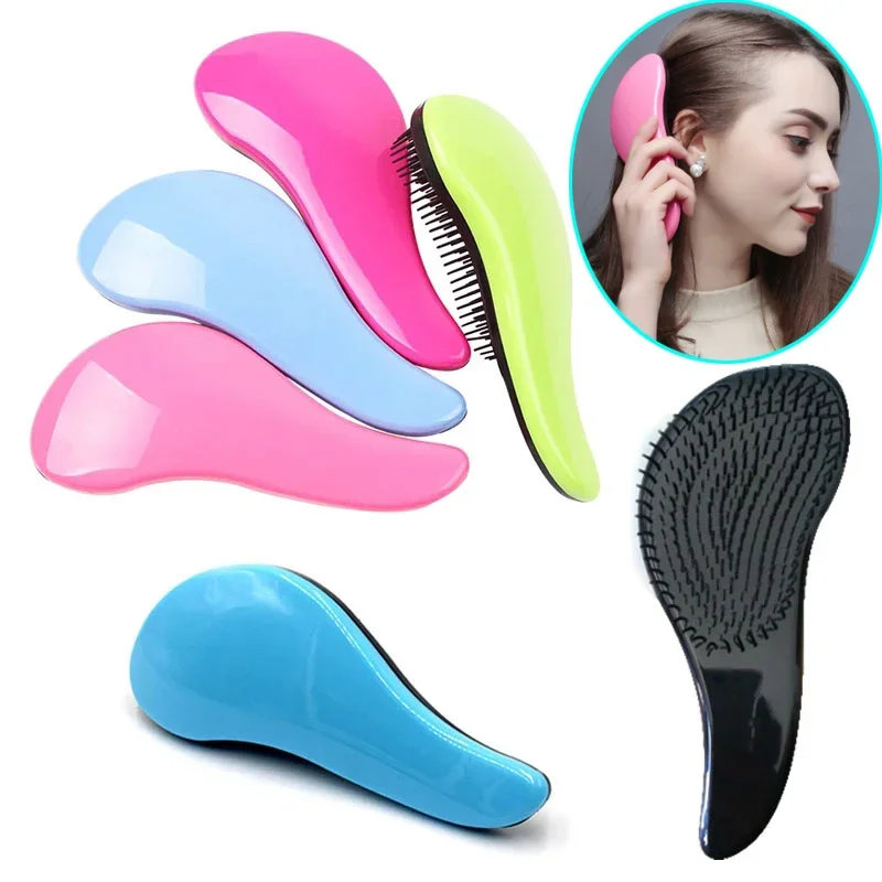 Women Baby Detangling Hair Brush Combs Magic Anti-Static Shower Electroplate Massage Comb Wet Dry Bristles Handle Tangle Curly