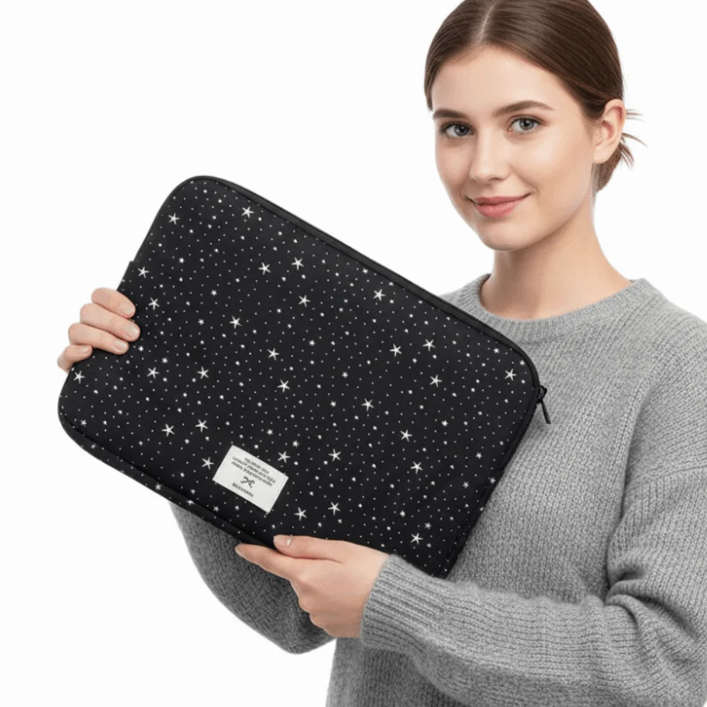 Starry Sky Cartoon Laptop Bag Shockproof Sweet Tablet Sleeve Bag Creative Black Girl Computer Bag Laptop/Notebook/Tablet