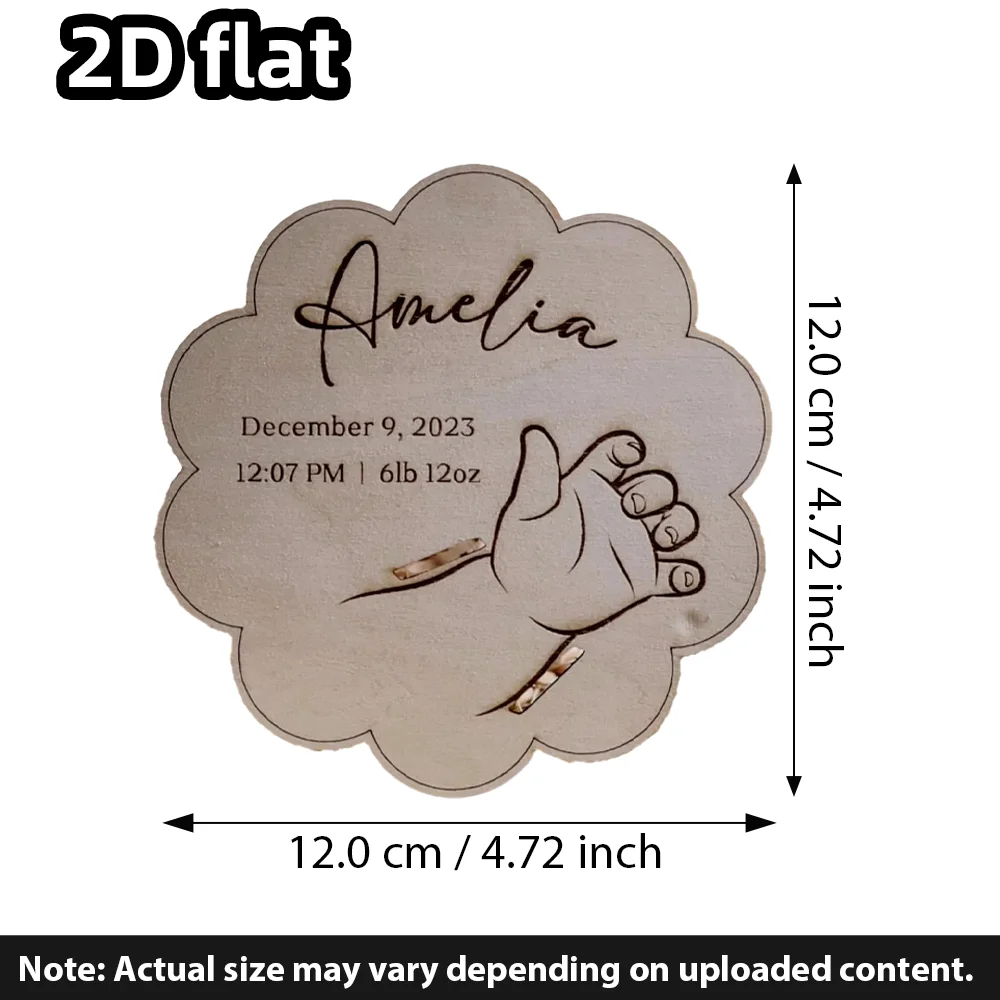 Engraved Wooden Baby Bracelet Holder Single Item, Birth Hospital Keepsake, Personalized Nursery Decor image 5