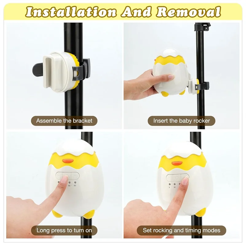 ABBP-Rechargeable Baby Rocker For Strollers,5 Vibration Speeds & 4 Timer Modes, Portable Bouncer With Memory Function