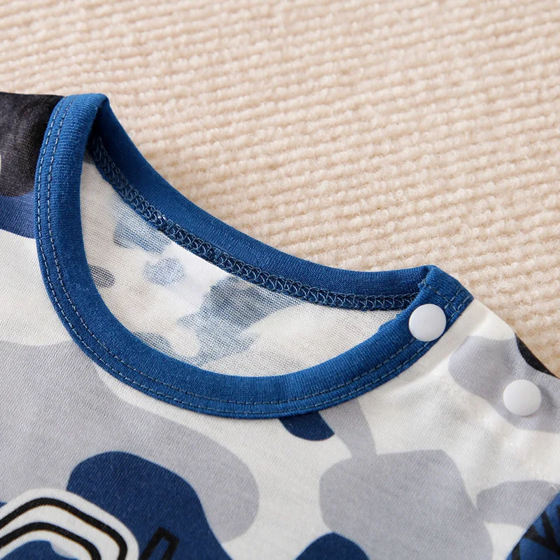 Newborn Clothes Handsome Camouflage Mixer Truck Print Comfortable And Soft Summer Boys And Girls 0-18 Short SleevedBaby Jumpsuit