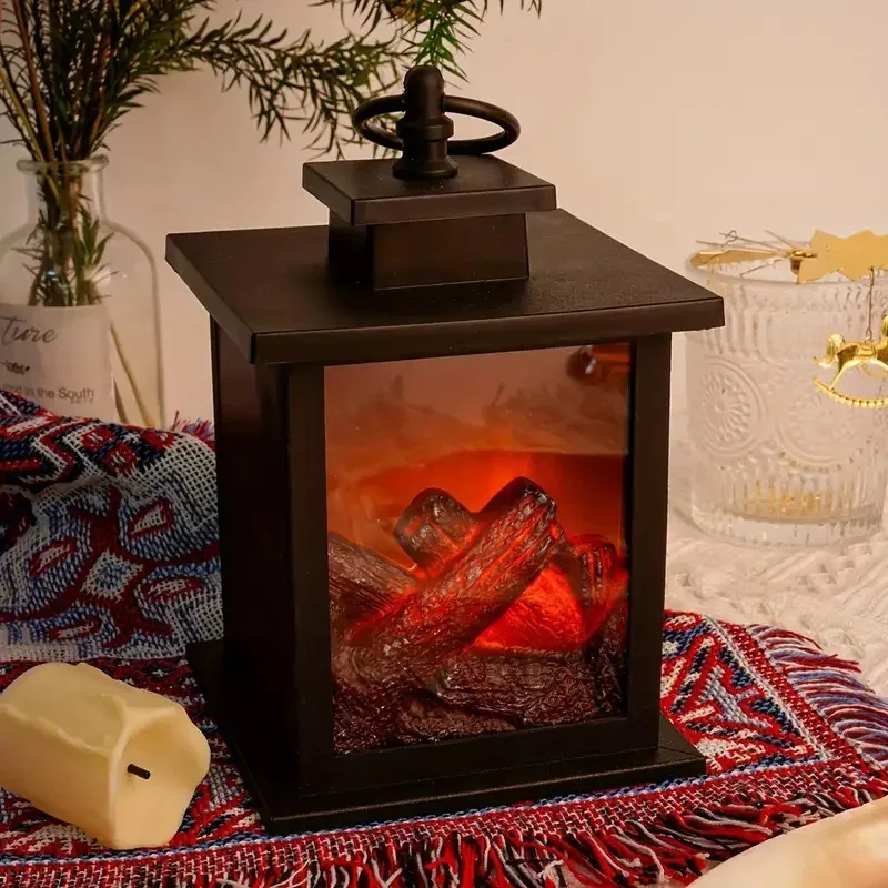 2026 LED Flame Lantern Fireplace Simulation Lamp USB Rechargeable Battery Powered Tabletop Light for Bedroom Courtyard Decor NEW