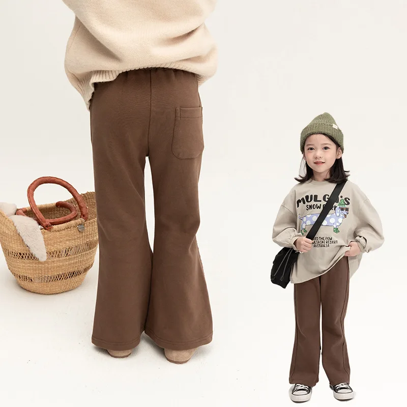 Girl Pants 2023 Autumn New Girl Bell Pants Children Pants Korean Style Fashionable Solid Slim-fit Micro Pants Girl Clothes