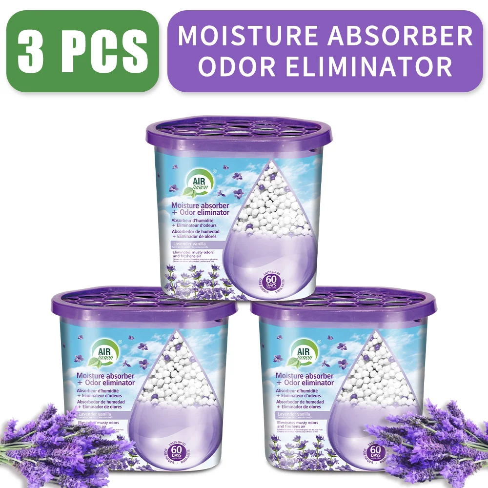 

3-Pack Powerful Moisture Absorber & Odor Eliminator Boxes - For Closets, Bathrooms, RVs. Reusable Dehumidifier Traps Damp, Pre