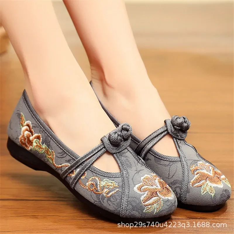 2023 new fashion four seasons ladies woven non-slip bottom round toe embroidered ladies shoes 2783