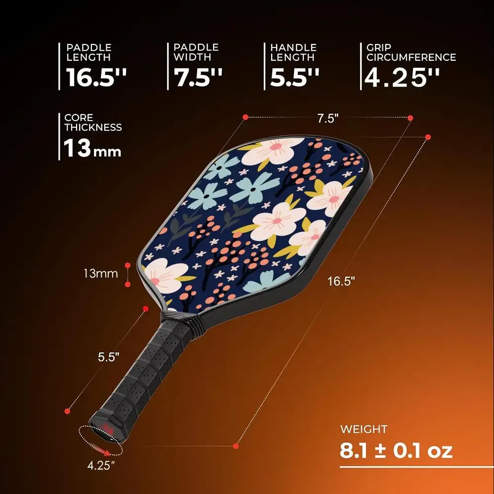 Pickleball مجداف الألياف الزجاجية خفيفة الوزن 13 مللي متر العسل الأساسية الطاقة ومضرب الدبوس مع حقيبة شريط لحام الزهور الملونة #5