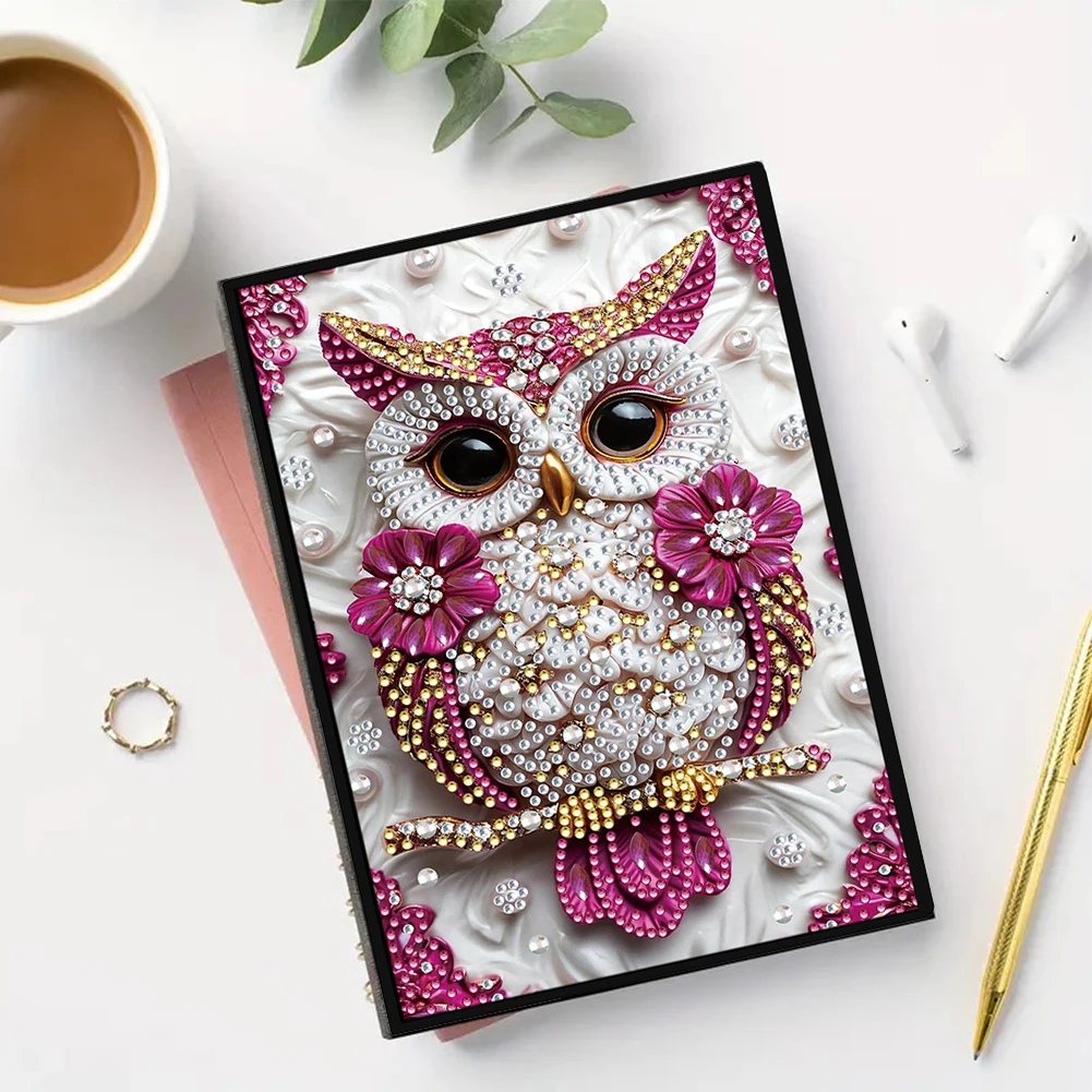 

50-стоночный блокнот формата А5 с алмазной живописью «Сова» для взрослых, праздничный подарок на день рождения