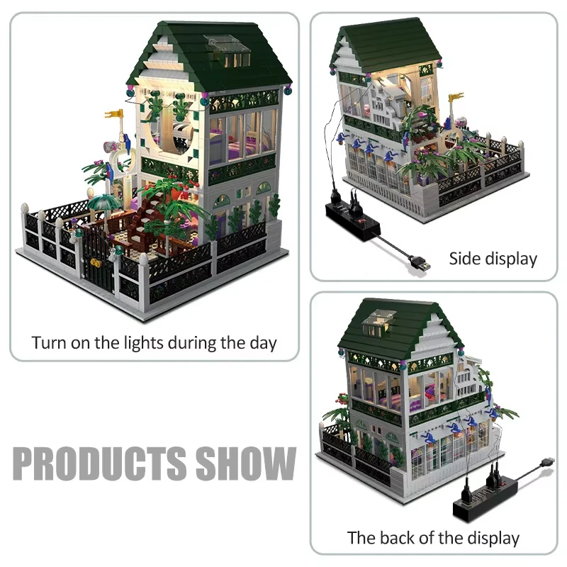 1500 ชิ้นโรแมนติกฮาร์ทเฮ้าส์วิลล่าชุดพร้อมไฟ DIY แฮนด์เมดประกอบของเล่นเดสก์ท็อปสร้างสรรค์ตกแต่งของขวัญสำหรับหญิง