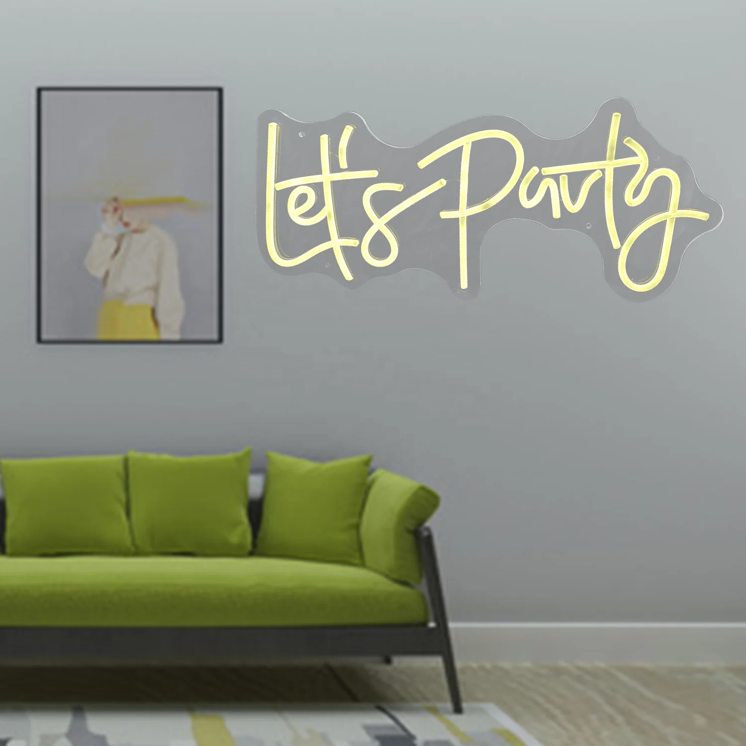 Let's Party LED Neon Sign Light, Atmosfera, Decoração de Parede, Pendurado Light, Birthday Room Store