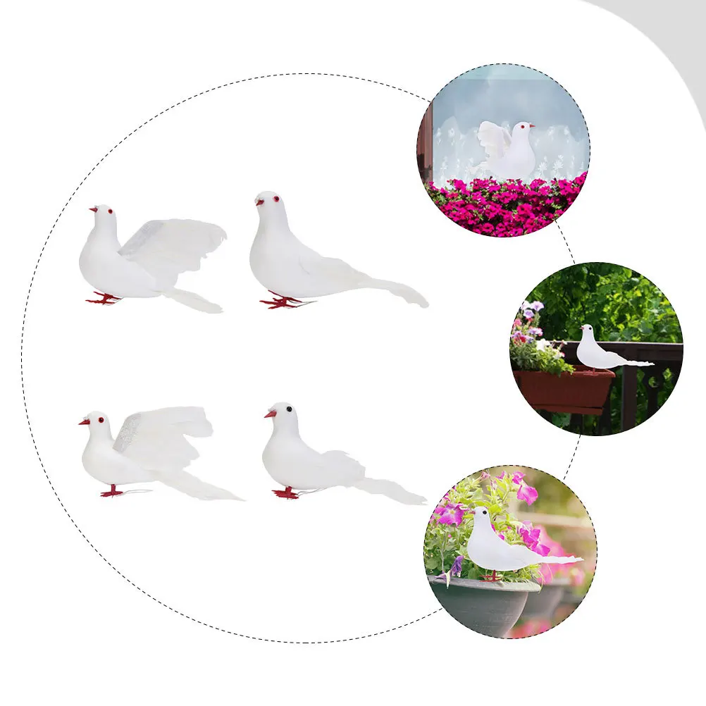

4pcs Simulation Dove Decor Realistic Peace Pigeon For Garden Yard Outdoor Decoration Lifelike Animal Ornament Craft