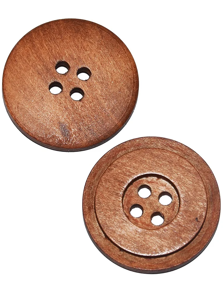 Fire Big Double-Deck Wooden Buttons, Stereoscopic Round Buttons, Sewing Accessories, Clothes, 5PCs, 10PCs, 15PCs, 30mm