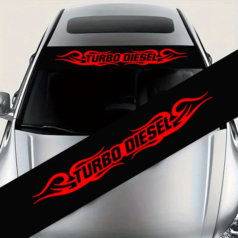 1 front windshield sun visor car sticker TURBO DIESEL red flame style car front windshield decorative sticker