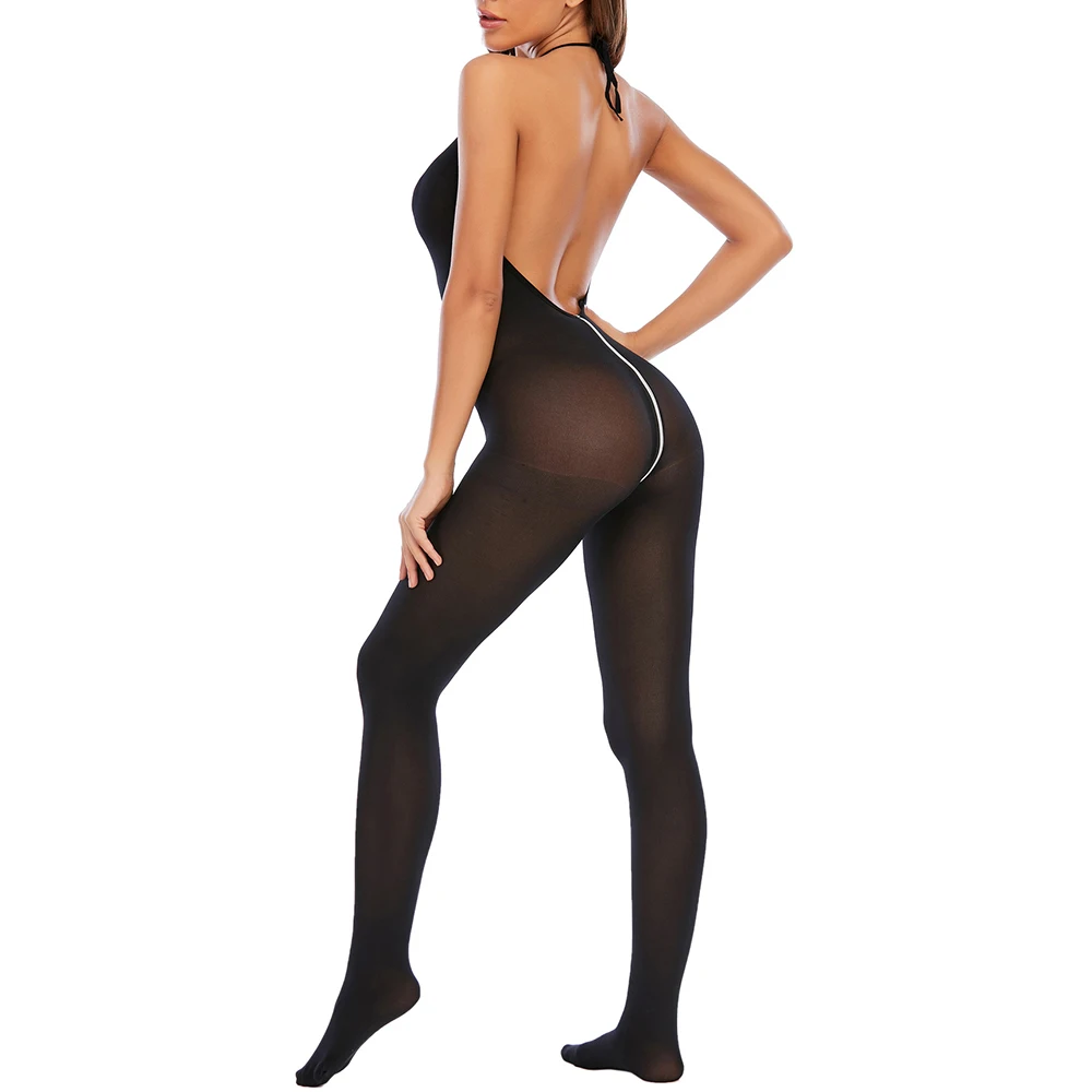 Sexy lingerie erótica bodysuit profundo decote em v jeggings macacão calças meia-calça calças femininas meia-calça