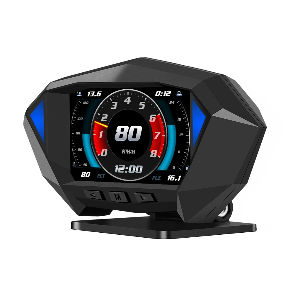 Universal New P1 Head Up Display Car Mounted LCD Speedometer Tachometer High Quality Automotive Dashboard Altitude Slope Meter