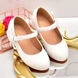 Children's Leather Shoes for Party Wedding Fashion Elegant Low Heels Versatile Princess Shoes for Girls Kids Dress Single Shoes