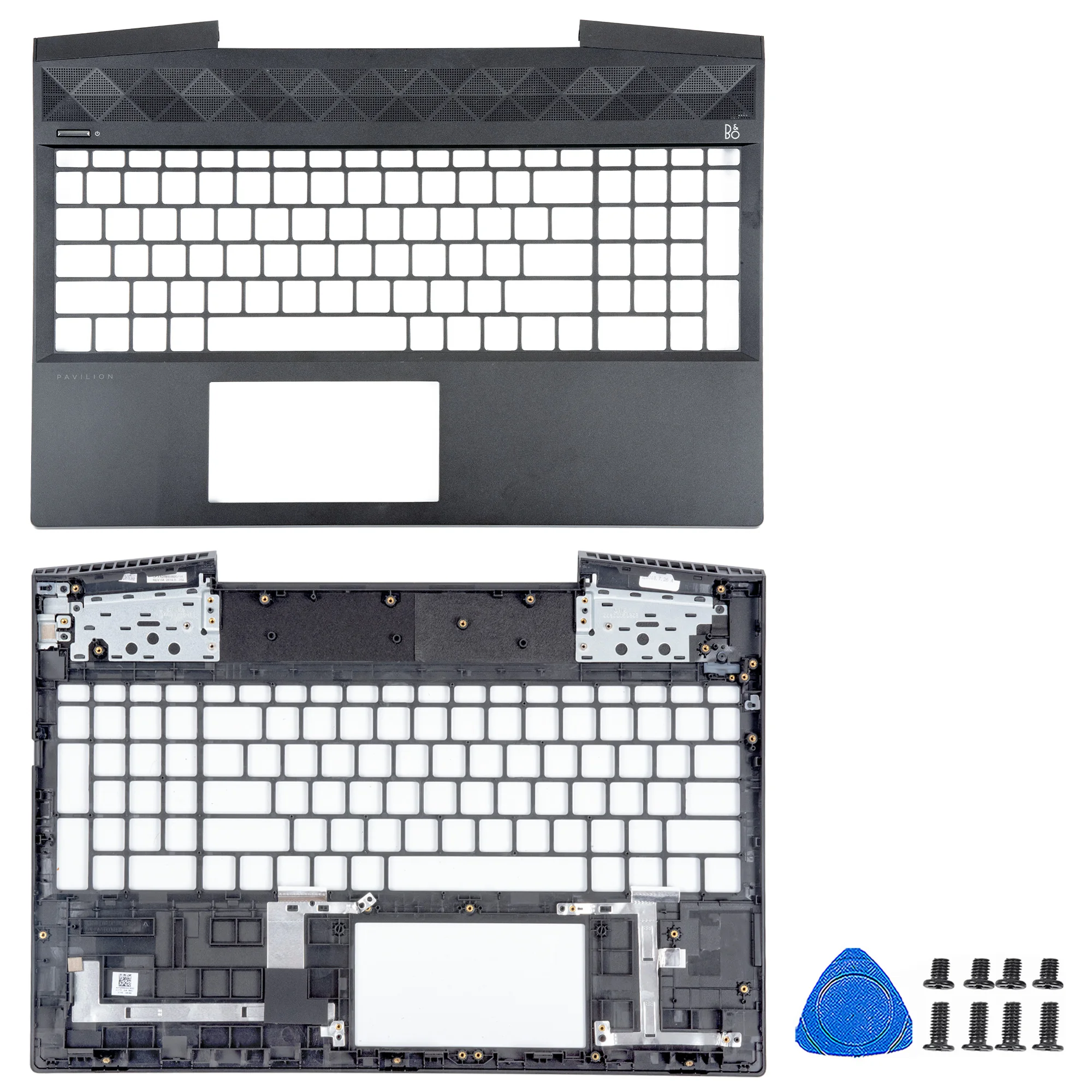 Imagem -04 - para hp Pavilion 15-cx Tpn-c133 Palmrest Dobradiças Lcd Capa Traseira com Logotipo de Prata Moldura Inferior Case Reparação Substituir Novo Case