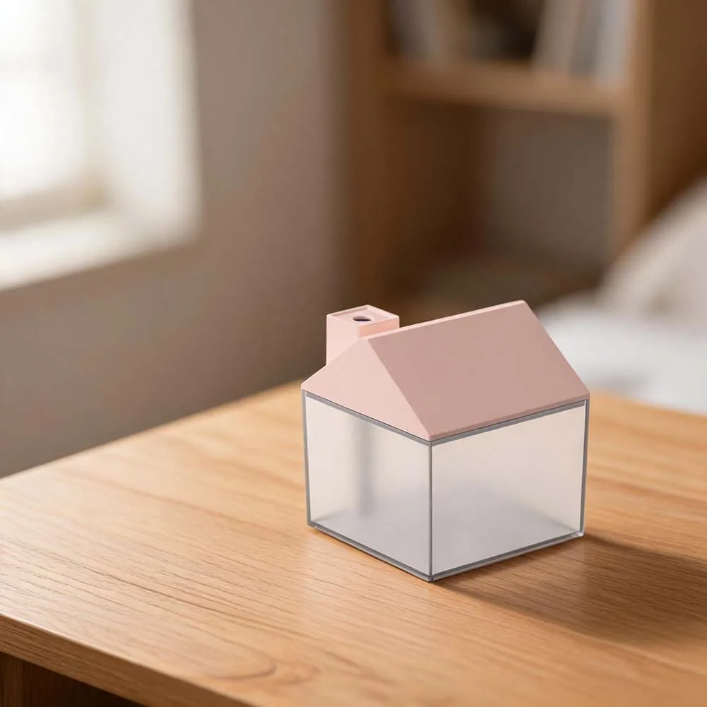 House-Shaped Rechargeable Humidifier with Extended Runtime 2500ml Tank and 7-Color LED Ambient Light for Indoor Spaces