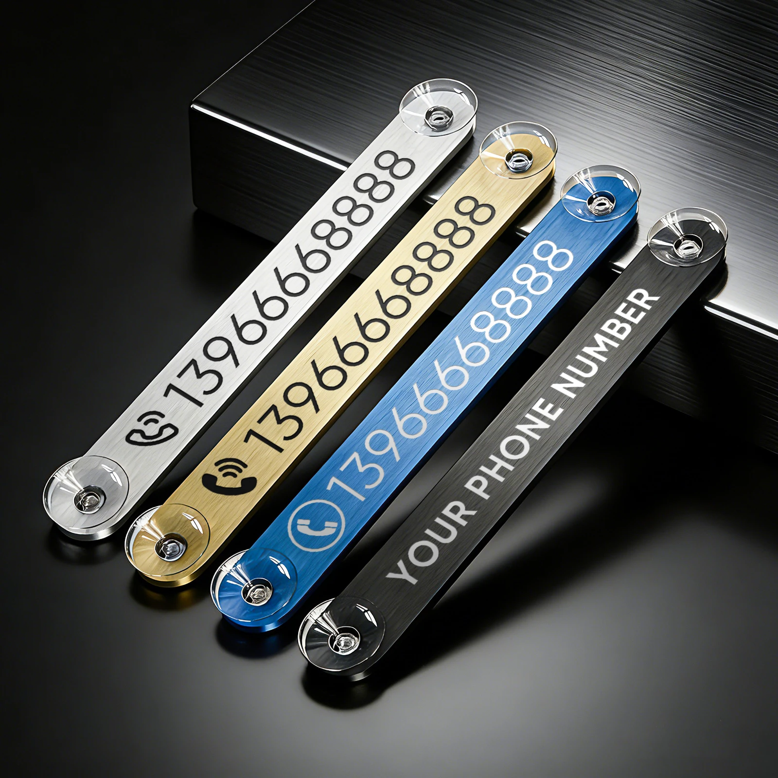 Free Engraving Car Temporary Parking Card Magnetic Phone Number Card Plate Telephone Number Car Park Stop Auto Accessories