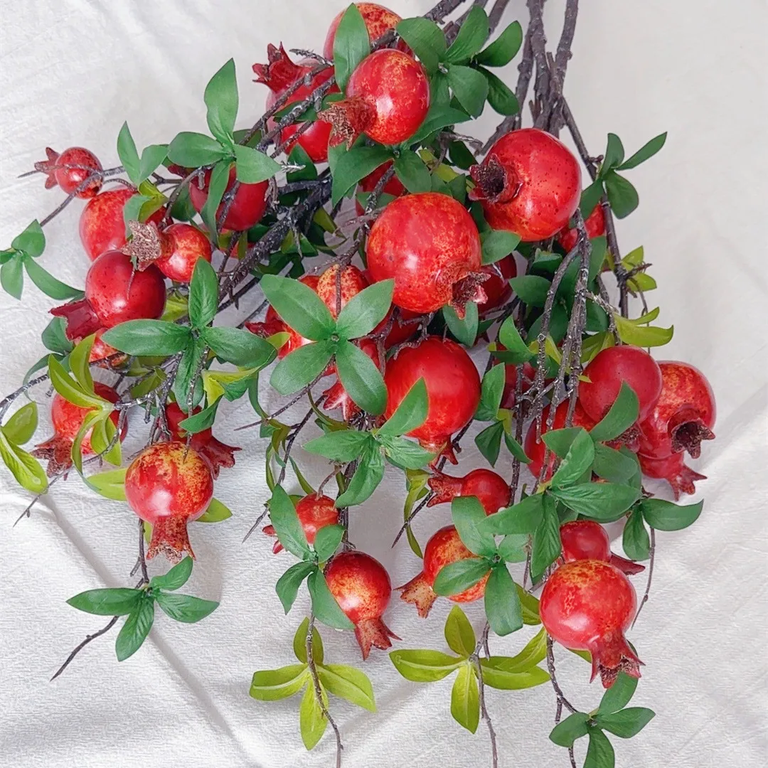 6 teile/los Lebensechte 6-Früchte Granatapfel Lange Zweig Künstliche Blumen Für Hochzeit Party Bogen Kranz Dekoration Hause Gefälschte pflanzen – Detail 10