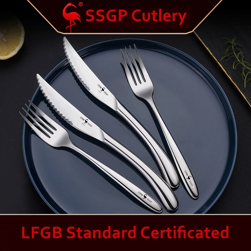 6 Pcs LFGB Certificate Luxury 316 Stainless Steel Steak Fork Classical Banquet Cutlery Retro Flatware Family Dinner Tableware