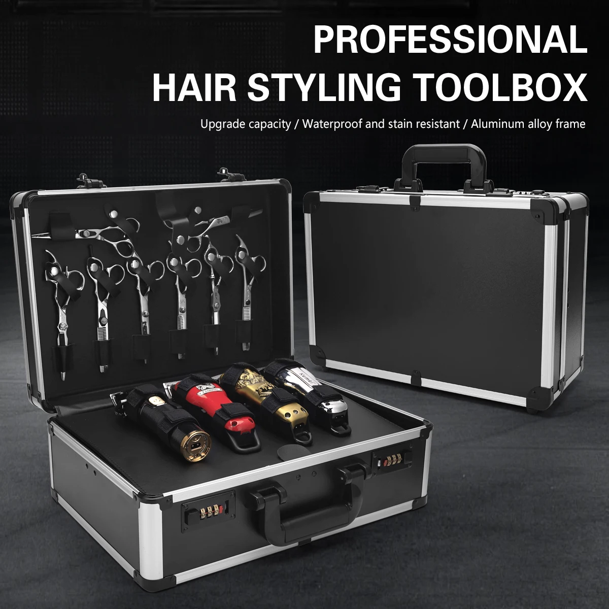 

Barber Supplies Scissor Case Salon Hairdressing with Password Atorage Case Carrying Multifunctional Travel Box Tools ﻿