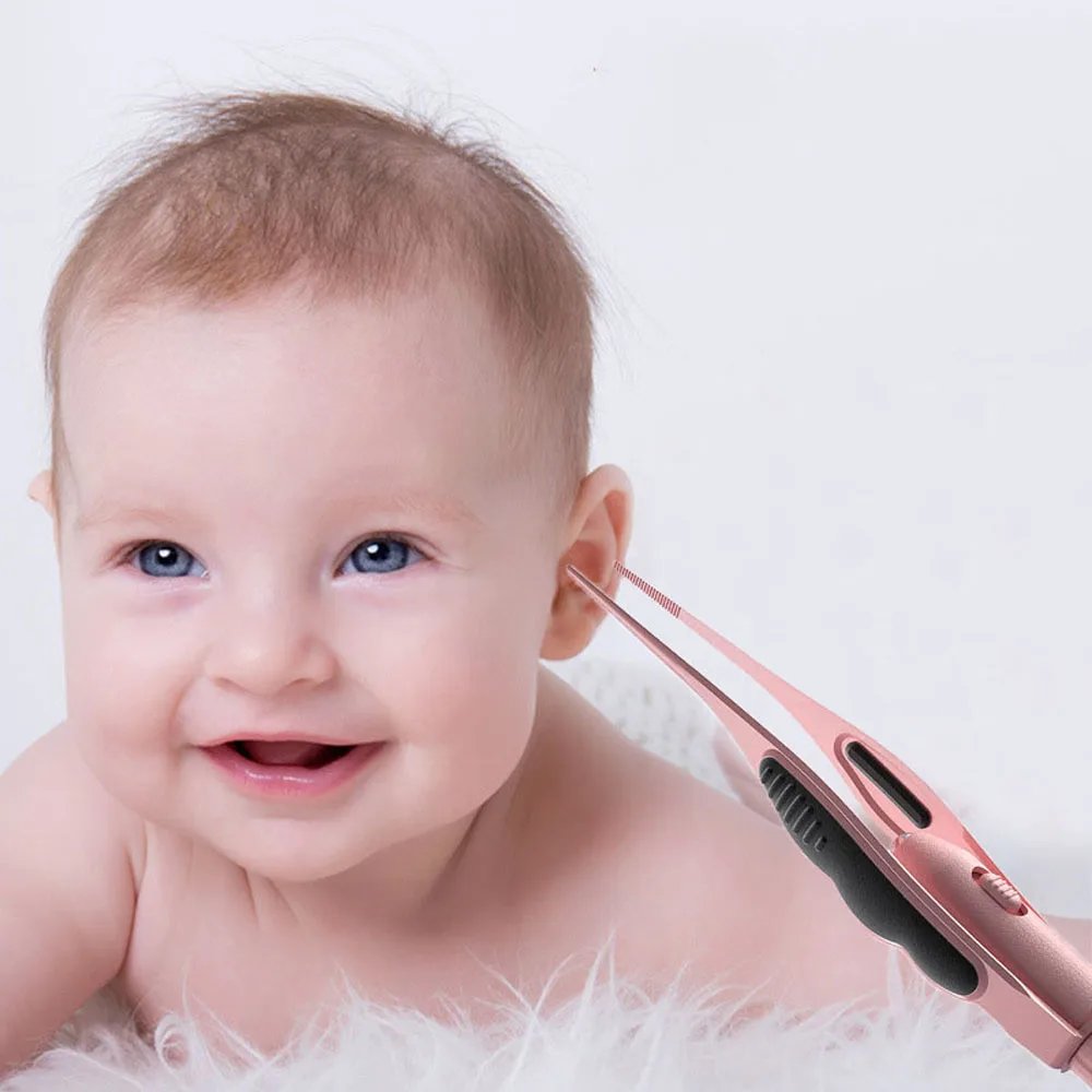 Children Stainless Steel 360° Cleaning Ear Care Tools Ear Wax Remover Cerumen Cleaner Luminous Ear Tweezers